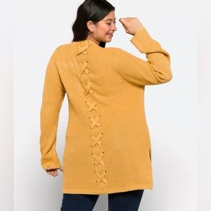 Pinque Jamelya Back Detail Cardigan Mustard 2X NWT